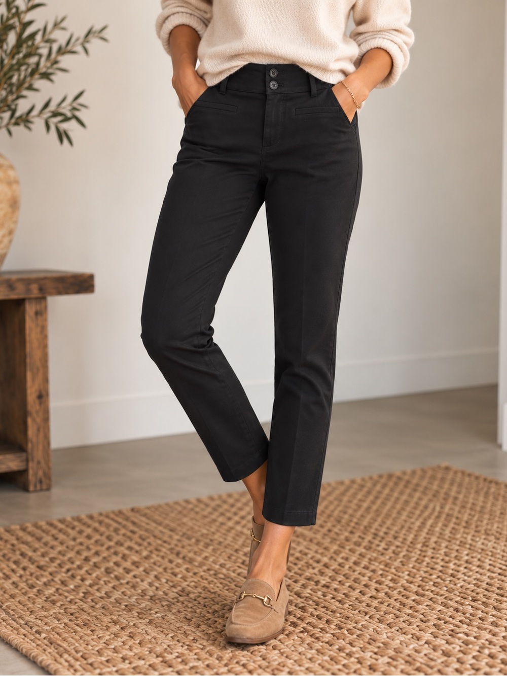 Anthropologie The Essential Slim Black Stretch Pants Trousers Size 4, Like New